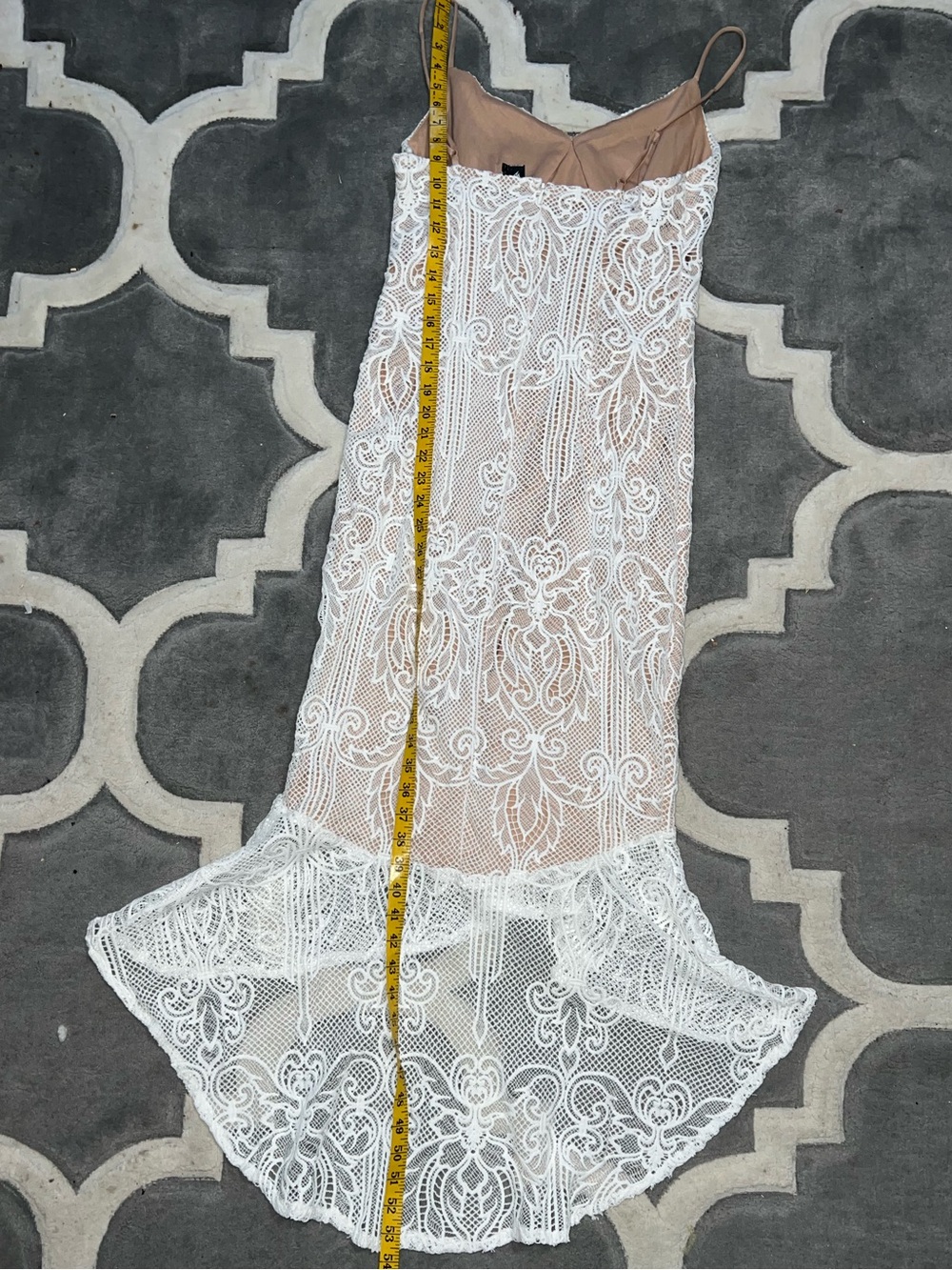 Windsor White Lace High-Low Spaghetti Strap Dress - Picture 5 of 8